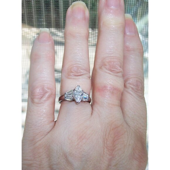 STAINLESS STEEL Marquise & Baguette Cubic Zirconia Ring - Picture 9 of 14